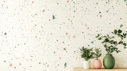Pastel Speckled Terrazzo Pattern on White – Simple Seamless Stone Background