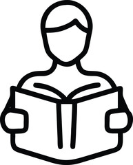 Person engrossed in reading a book, studying, learning, knowledge Icon