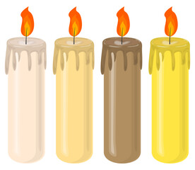 Set of burning candles vector illustration concept
