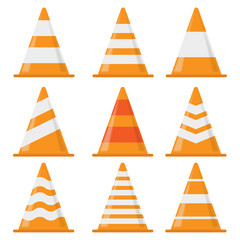 Traffic cones on a white background icon vector illustration concept