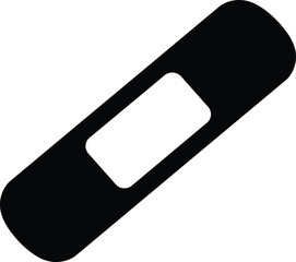 Simple black and white bandage icon representing first aid medical healthcare and injury treatment
