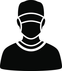 Healthcare worker icon depicting a masked medical professional symbolizing health protection and safety during pandemic