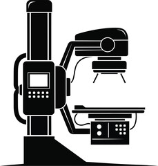 Vector illustration of a medical x-ray machine depicting technological equipment for diagnostic imaging and healthcare applications