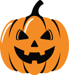 Vector illustration of a smiling jack o lantern carved pumpkin face for halloween festive season