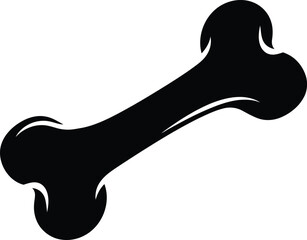 Black and white simplified silhouette of a bone on a white background representing pet care and canine health