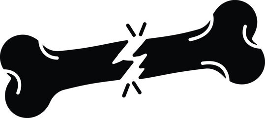 Broken bone illustration depicting fracture injury with black and white medical imagery