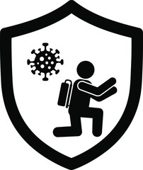 Shielded figure protects against virus illustration symbolizing protection and safety concept in health and wellness amidst global health crisis