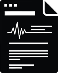 Minimalist representation of medical report with ekg trace illustrating healthcare analysis and patient data in black and white