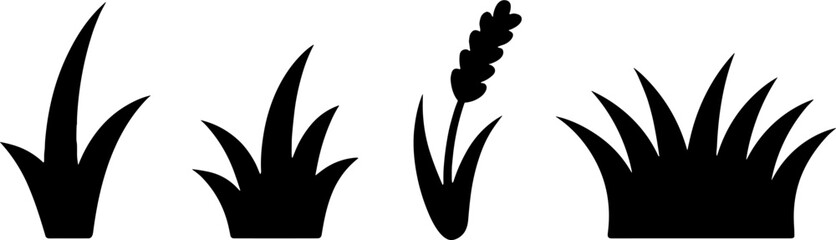 Silhouette Lawn Grasss Set Garden Nature Symbols