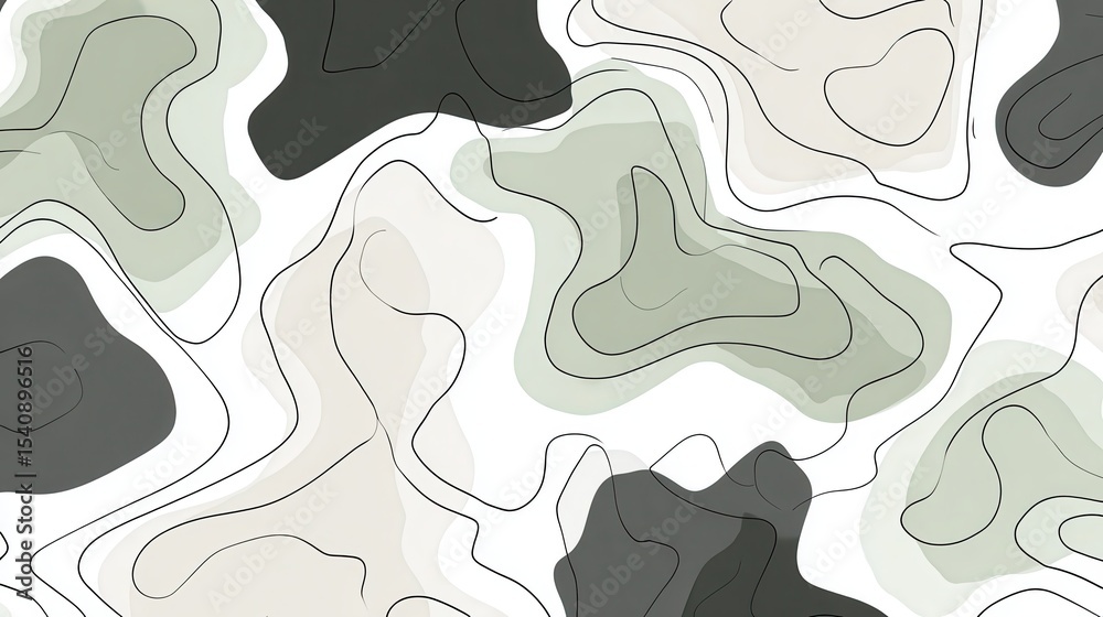 Poster topographic inspired green and gray abstract pattern featuring layered contour lines, delivering geo