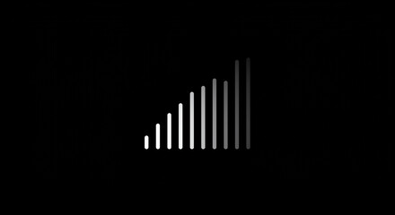 Signal strength bars ascending in white and gray against a black background in a minimalist style