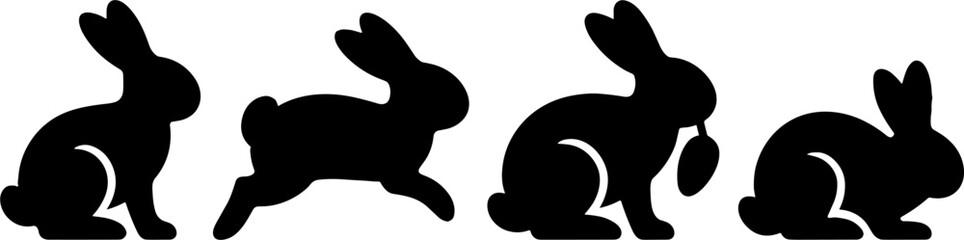 Silhouette Bunny Rabbit Set Animal Spring Easters