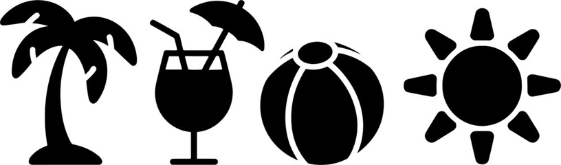 Summer Vacations Palm Tree Cocktail Beach Ball Sun