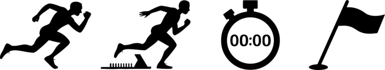 Sprint Running Start Stopwatch Finish Flag Track Athletics