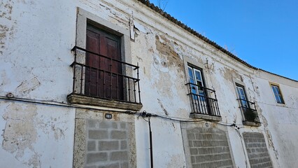 Old Building with Weathered Balconies – Abandoned Architecture Detail