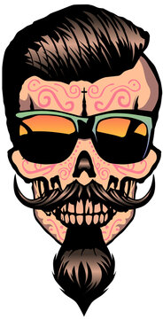 hipster mexicaine tete de mort crane barbiche fantaisie