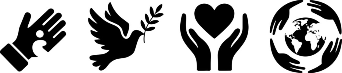 Obraz premium Solidarity Hands Peace Dove Heart Care Earth Protections