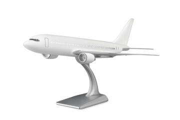 Fototapeta premium White airplane model on a stand with transparent background
