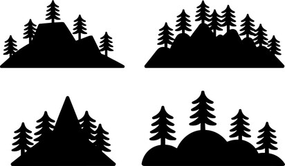 Obraz premium Pine Tree Mountains Silhouette Landscape Set Nature Outdoor Concept