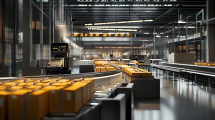 Naklejka premium Warehouse conveyor boxes