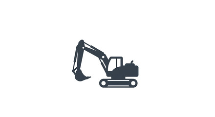 A simple silhouette of an excavator on a white background in a vector illustration style