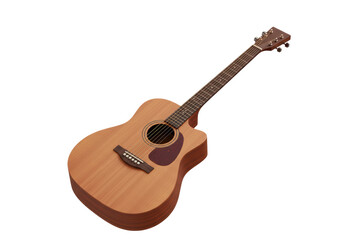 Isolated Acoustic Guitar with Natural Wood Finish