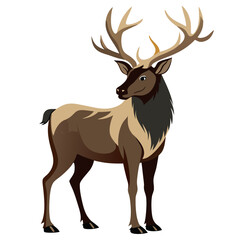 Obraz premium Elk silhouette and illustration vector with editable design 