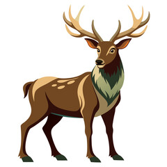 Obraz premium Elk silhouette and illustration vector with editable design 