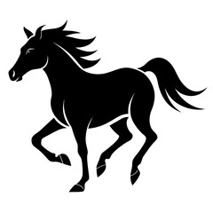Horse silhouette vector and editable with white background 