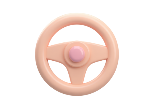 Isolated Light Pink Steering Wheel