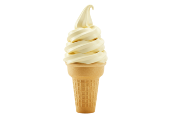 Isolated Vanilla Soft Serve Ice Cream Cone