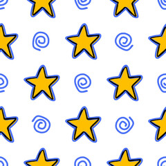 stars and spirals seamless pattern