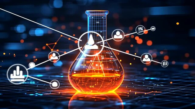 Scientific Laboratory Glassware with Bright Colorful Effects
