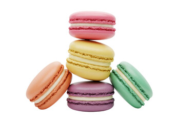 Isolated Stack of Colorful Macarons Pastries