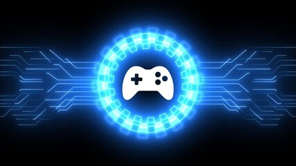 Gaming pad and joystick play video game symbol digital concept. Cyber technology and computer network background - Powered by Adobe