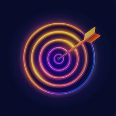 A glowing target icon with a bullseye on a dark gradient