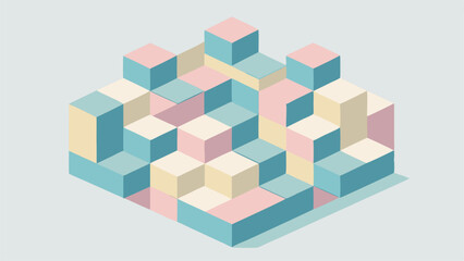 Isometric geometric cubes in pastel colors creating a three dimensional abstract illustration