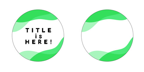 波、ウェーブの爽やかな緑の丸、円形のあしらい、見出し、フレーム、バッジ