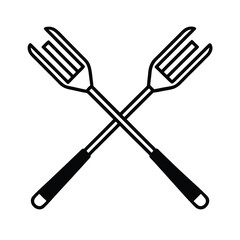 Crossed grill utensils bbq grilling cooking kitchen vector design