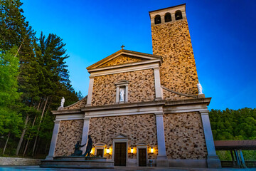 Shrine of Our Lady of Guadalupe at Dusk in La Crosse
