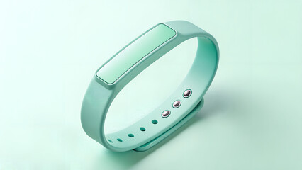 Minimal mockup of a mint green wristband centered on a soft pastel green background. Clean, modern, and isolated — perfect for branding, advertising, product presentation, or medical and wellness them