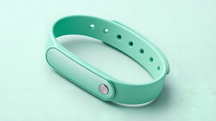 Minimal mockup of a mint green wristband centered on a soft pastel green background. Clean, modern, and isolated — perfect for branding, advertising, product presentation, or medical and wellness them