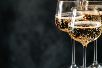 Sparkling Drinks in Elegant Glasses Set Against a Dark Textured Background for a Festive Gathering.