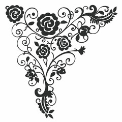 Abstract floral heart with decorative swirls and leaves, a beautiful nature-inspired art design