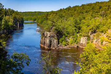 Scenic View of St. Croix River and passing boat tour