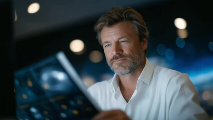 Doctor reviewing a mammogram in focused examination - Powered by Adobe