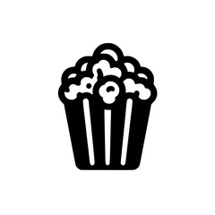 Minimalist Popcorn Silhouette – Black SVG Clipart Icon