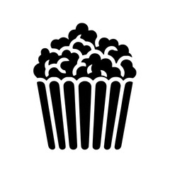 Minimalist Popcorn Silhouette – Black SVG Clipart Icon