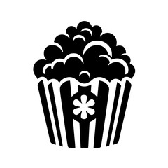 Minimalist Popcorn Silhouette – Black SVG Clipart Icon