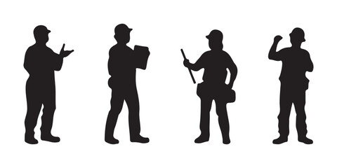 Obraz premium Worker builder SVG, Construction workers SVG, Painter painting SVG, Builder silhouettes, Worker icon bundle